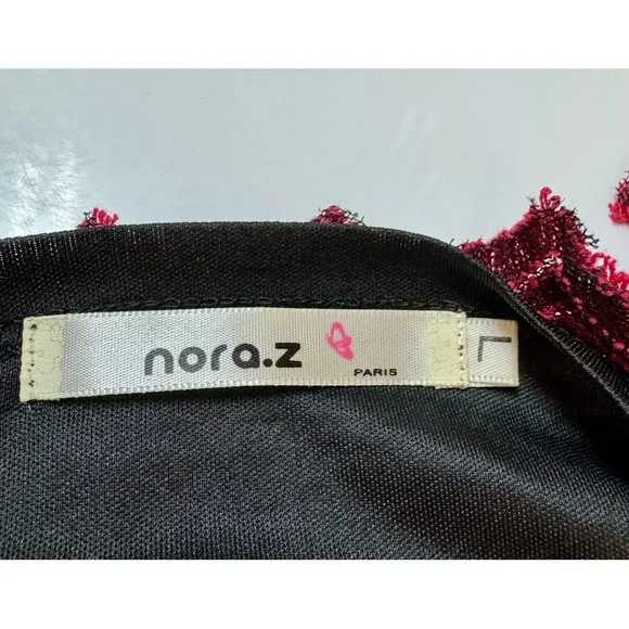 Women's Nora.z Paris Boutique Red &amp; Black Maxi Dress Size Large Sheer Hem Prom