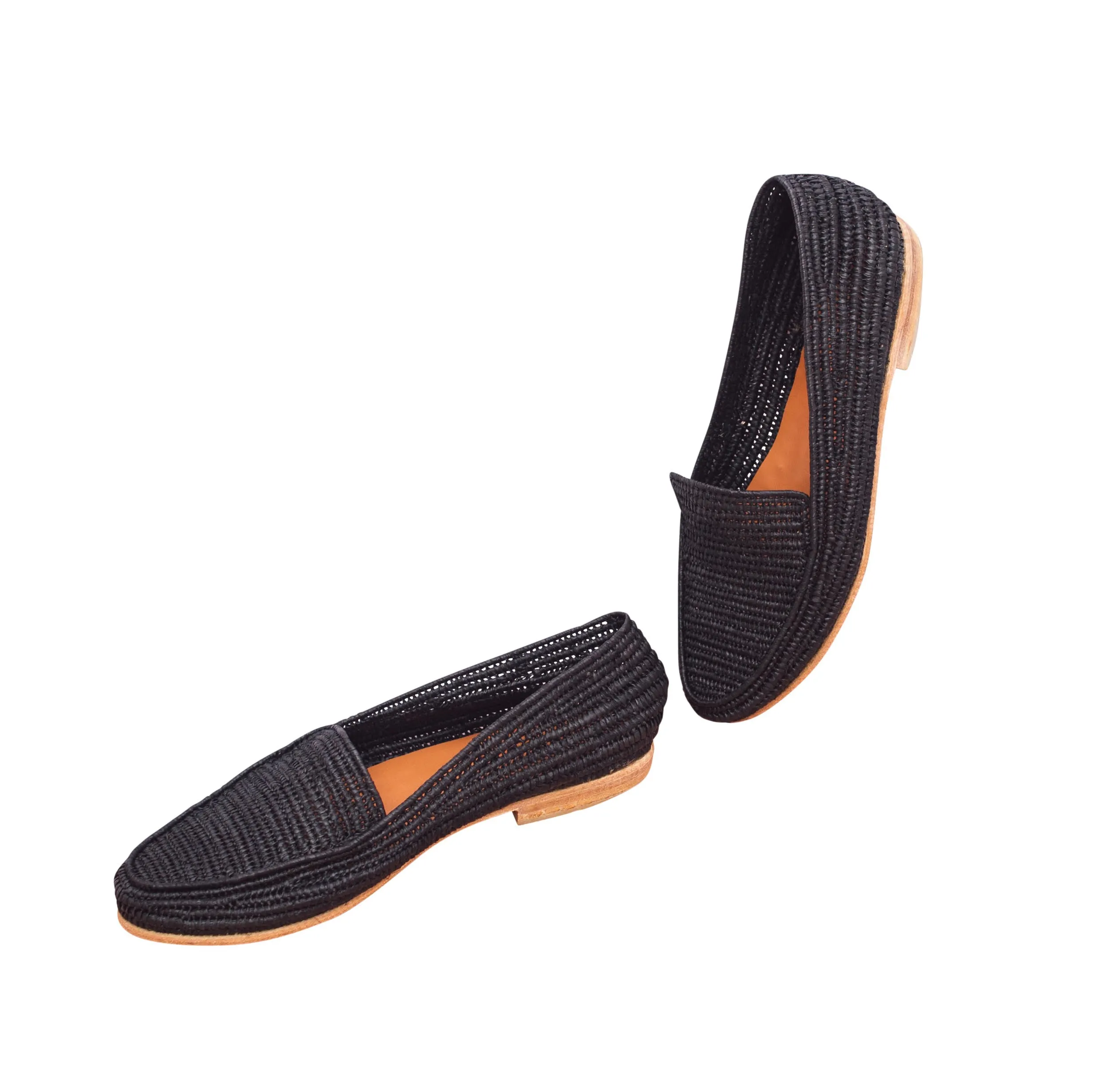 Women's Raffia Loafers (Black)