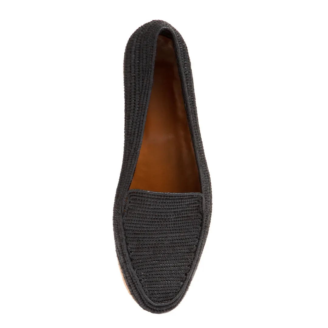 Women's Raffia Loafers (Black)