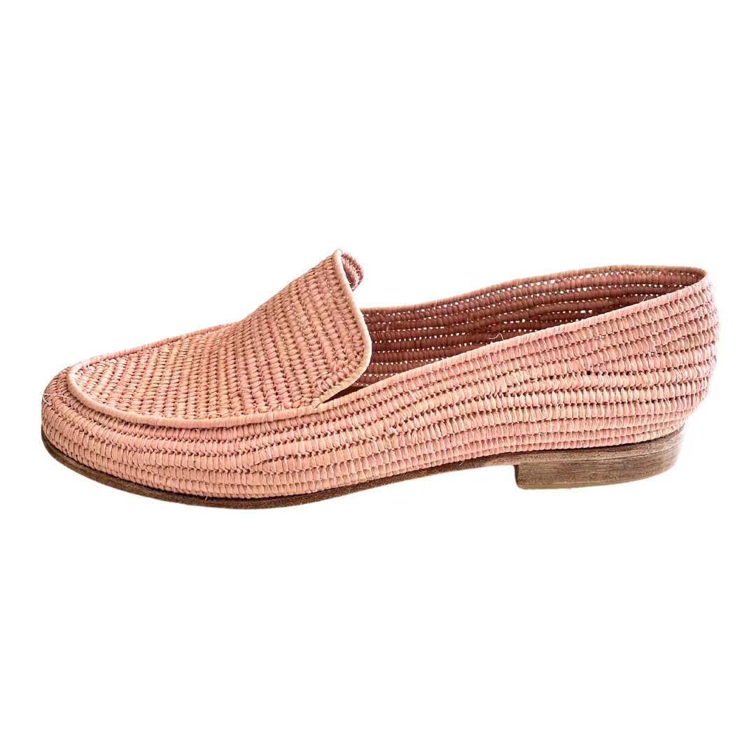 Women's Raffia Loafers (Light Pink)