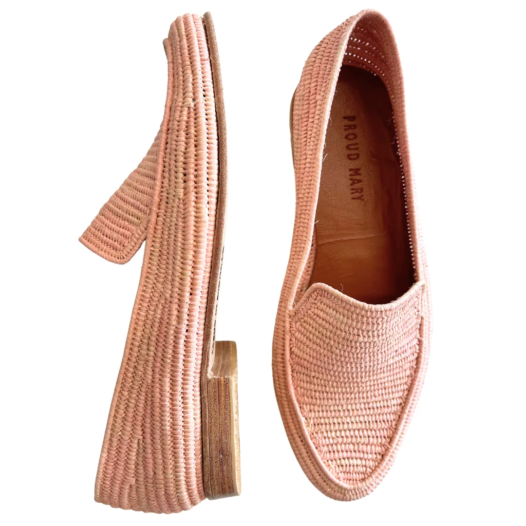 Women's Raffia Loafers (Light Pink)