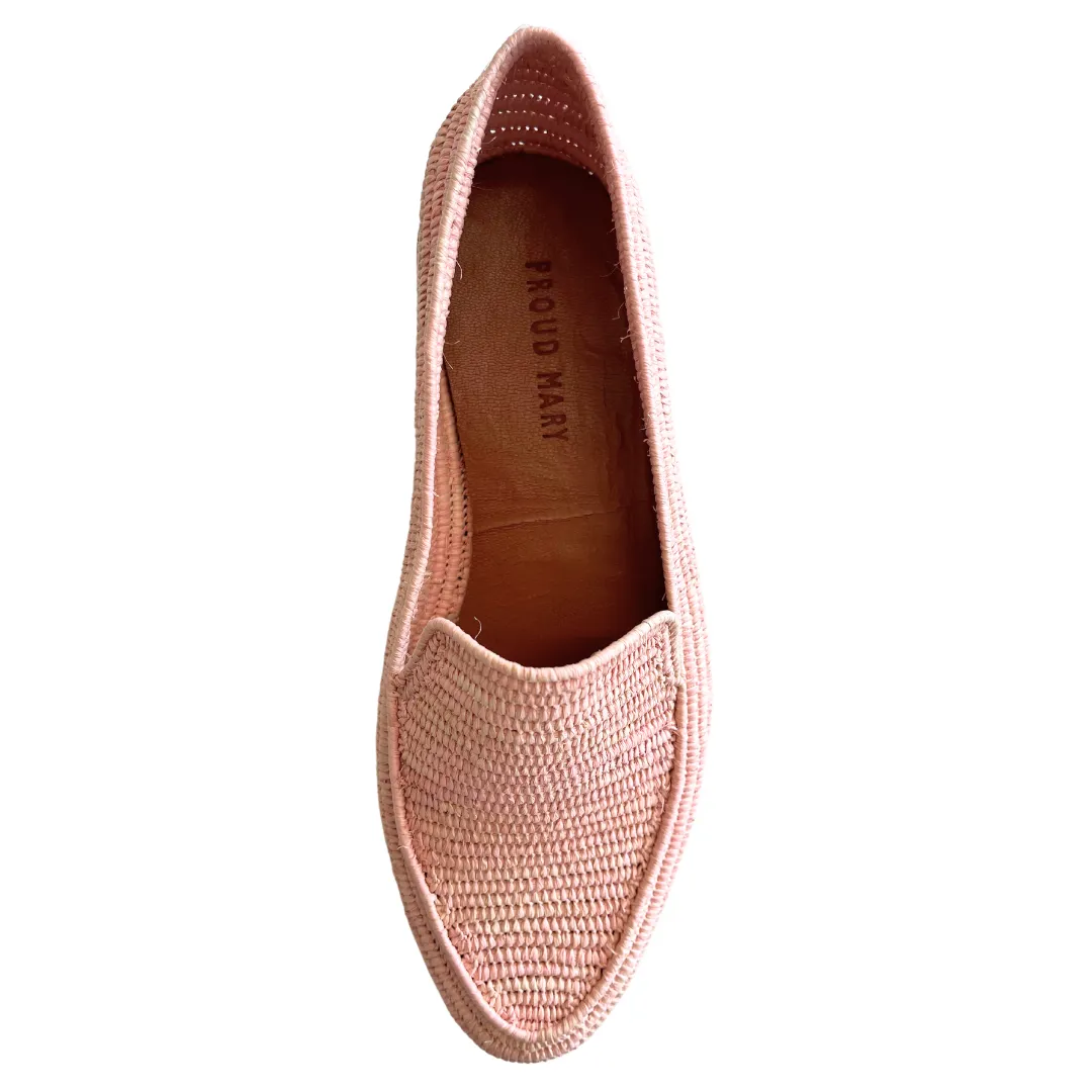 Women's Raffia Loafers (Light Pink)