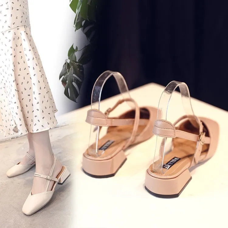 Women's Square Toe Block Heel Sandals
