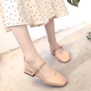 Women's Square Toe Block Heel Sandals