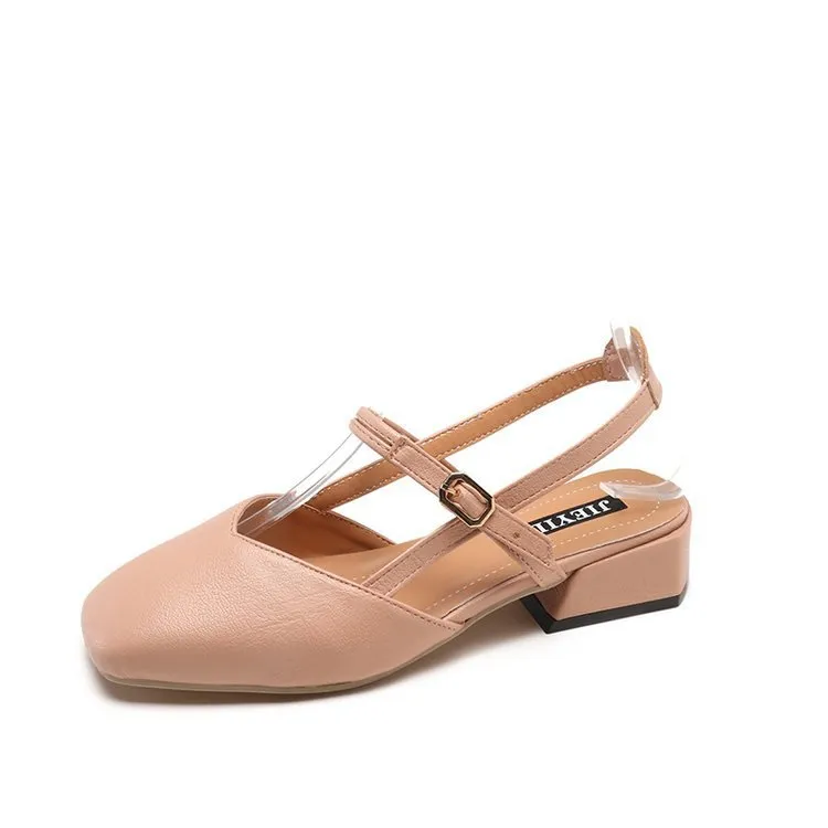 Women's Square Toe Block Heel Sandals