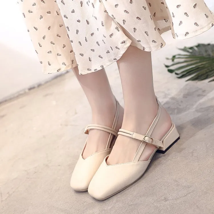 Women's Square Toe Block Heel Sandals