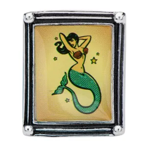 Women's Stainless Steel Mermaid Vintage Frame Ring.