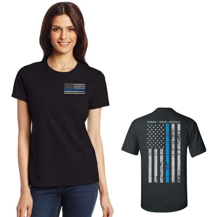 Women's Thin Blue Line Honor & Respect T Shirt