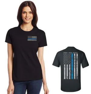 Women's Thin Blue Line Honor & Respect T Shirt