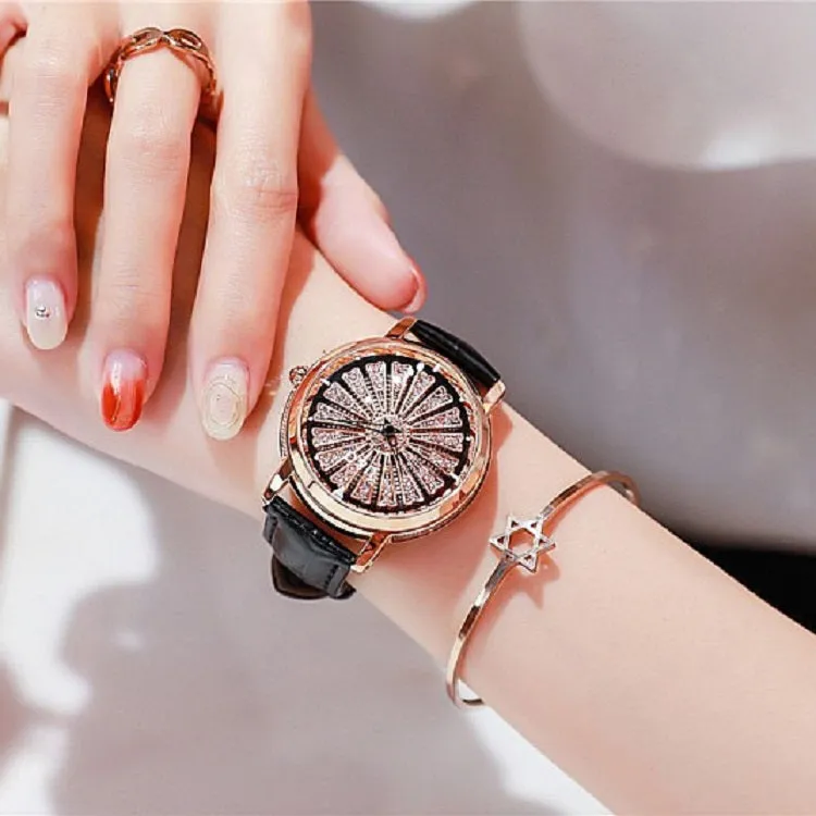 Women's Watch Radiant diamond-studded large dial leather strap elegant watch