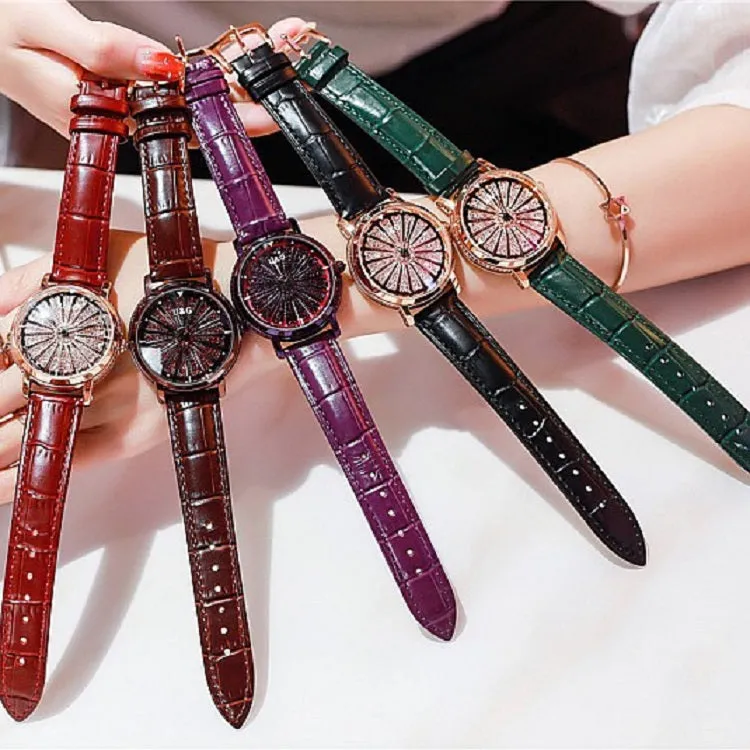 Women's Watch Radiant diamond-studded large dial leather strap elegant watch