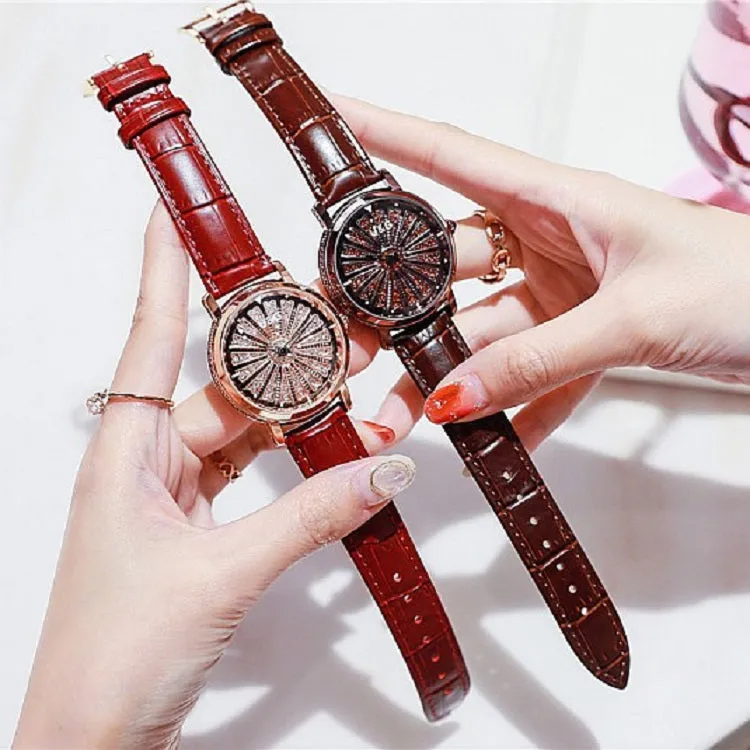 Women's Watch Radiant diamond-studded large dial leather strap elegant watch