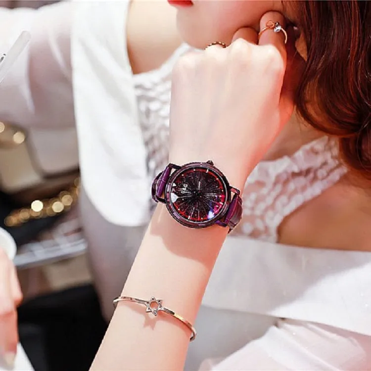 Women's Watch Radiant diamond-studded large dial leather strap elegant watch