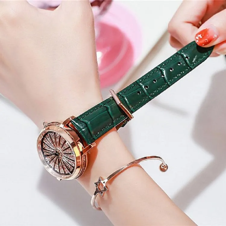 Women's Watch Radiant diamond-studded large dial leather strap elegant watch
