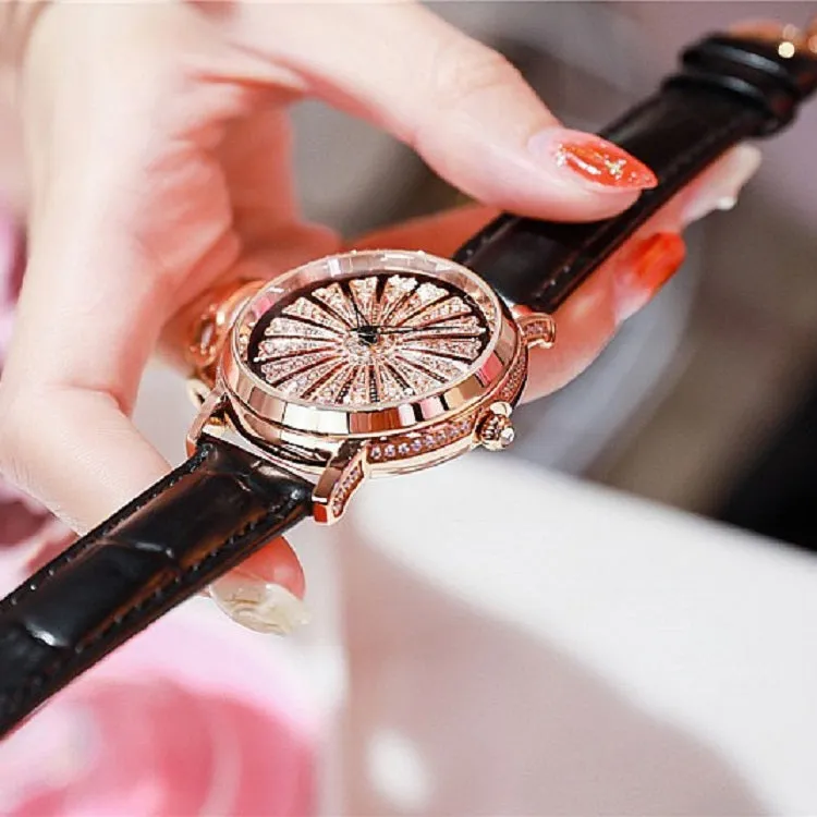 Women's Watch Radiant diamond-studded large dial leather strap elegant watch