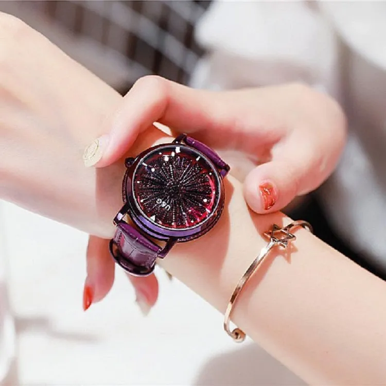 Women's Watch Radiant diamond-studded large dial leather strap elegant watch