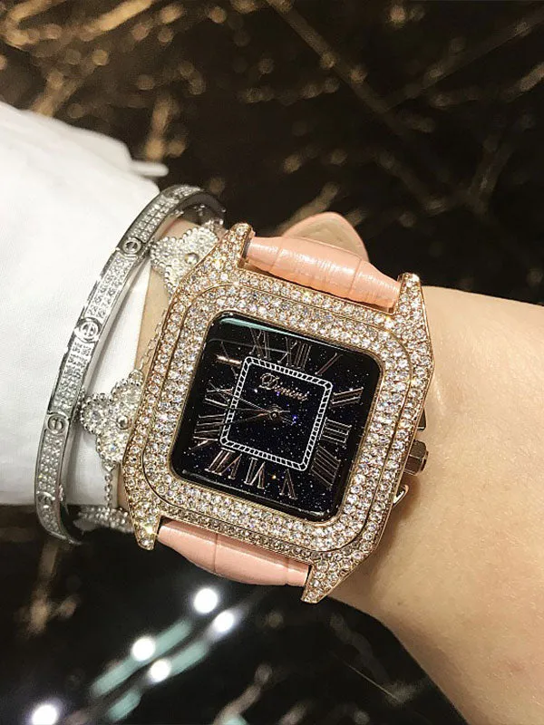Women's Watch Square dial leather strap elegant watch