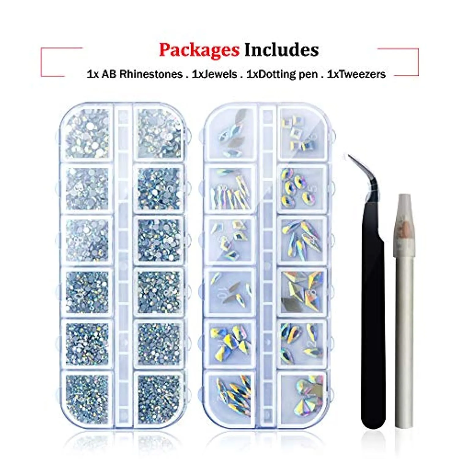 Yagoyan Nail Rhinestones Set, 1870 Pieces Flatback Crystal AB Nail Gems and Rhinestones   60 Pieces Multi Shape Glass 3D Nail Jewels, Nail Bling Diamonds for Nails with Nail Art Accessories Stuff