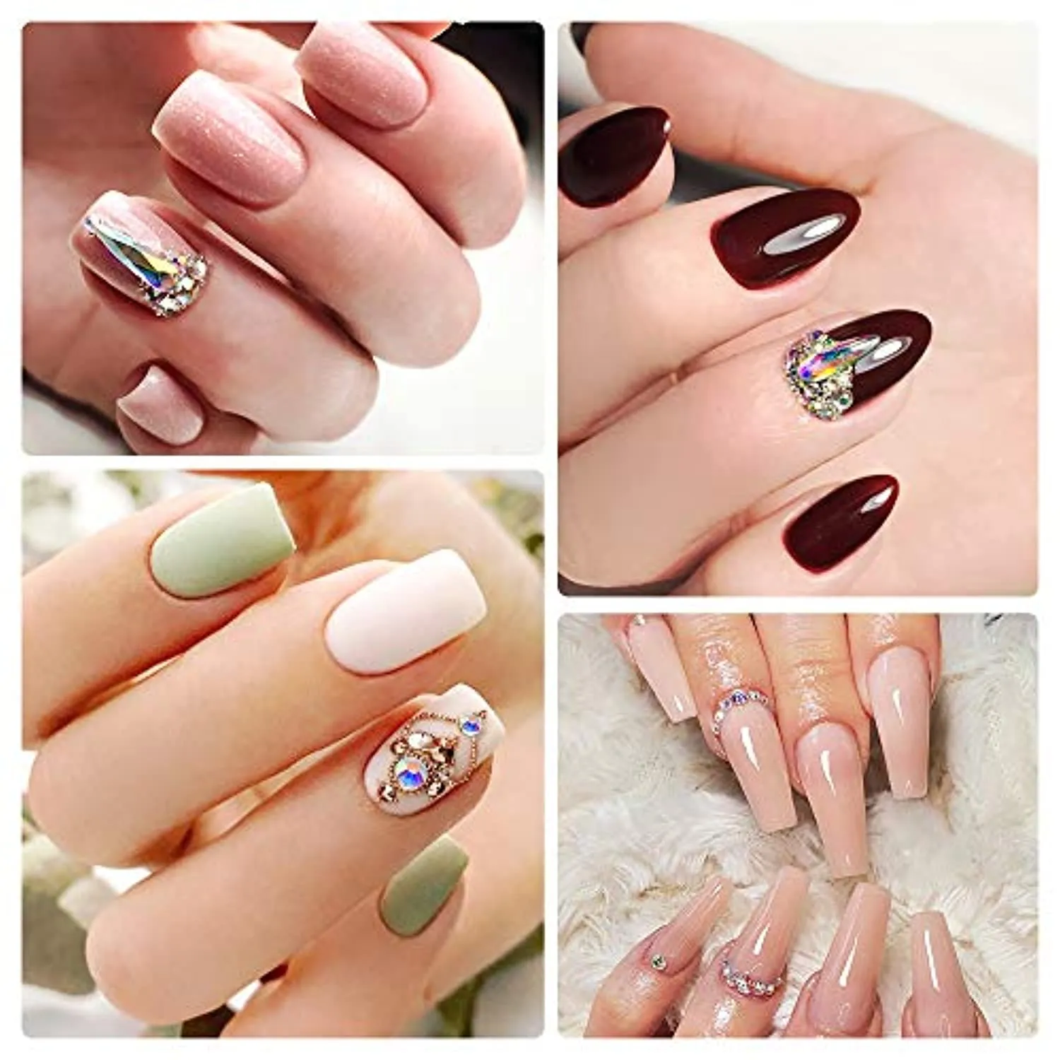 Yagoyan Nail Rhinestones Set, 1870 Pieces Flatback Crystal AB Nail Gems and Rhinestones   60 Pieces Multi Shape Glass 3D Nail Jewels, Nail Bling Diamonds for Nails with Nail Art Accessories Stuff