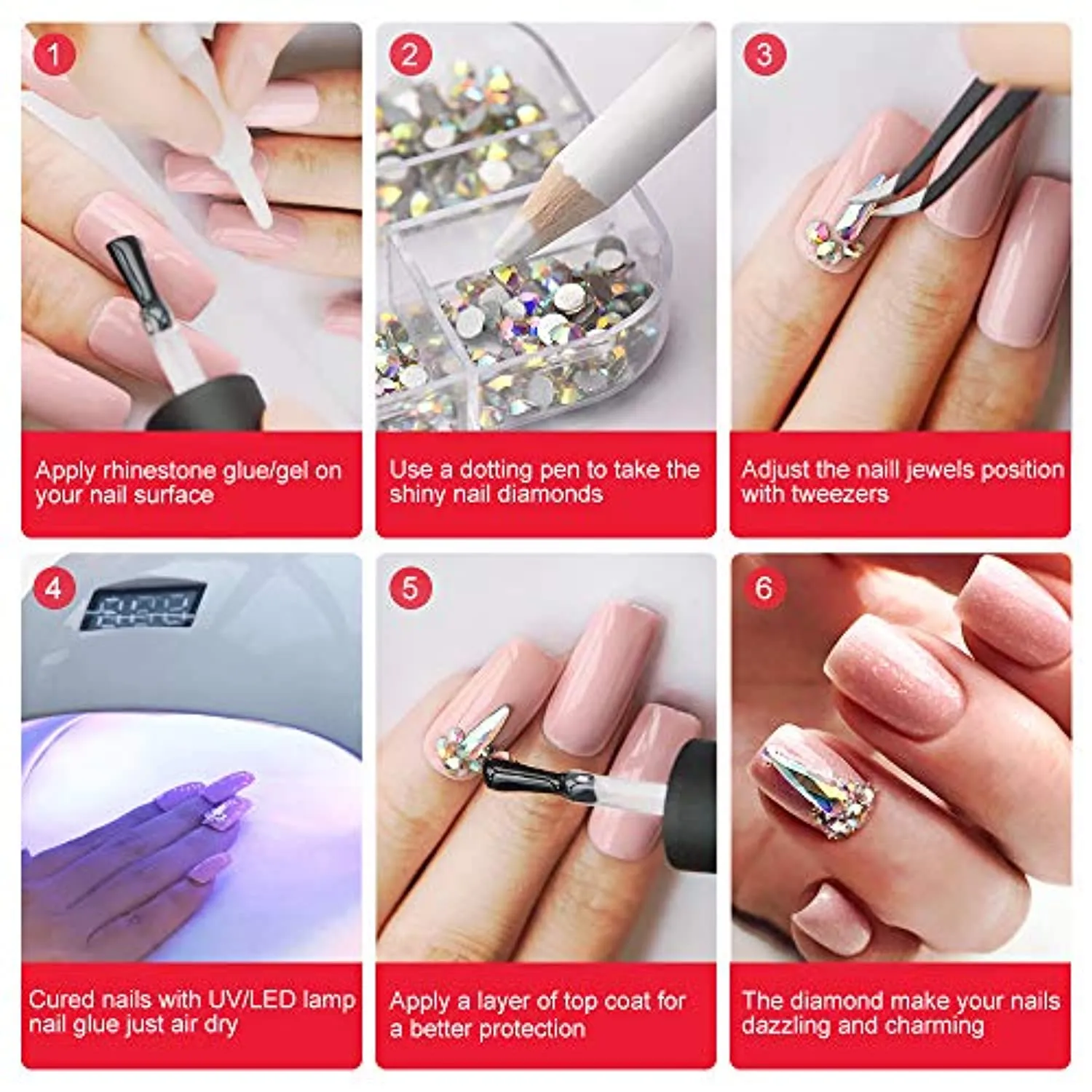Yagoyan Nail Rhinestones Set, 1870 Pieces Flatback Crystal AB Nail Gems and Rhinestones   60 Pieces Multi Shape Glass 3D Nail Jewels, Nail Bling Diamonds for Nails with Nail Art Accessories Stuff