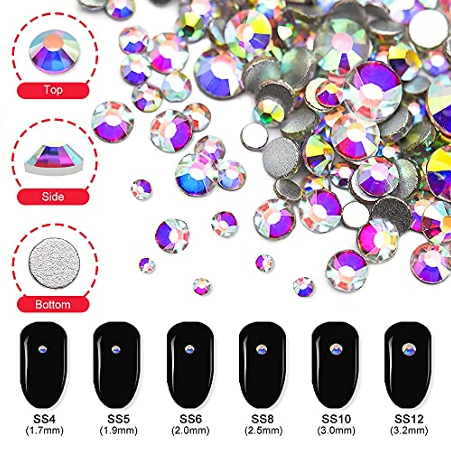 Yagoyan Nail Rhinestones Set, 1870 Pieces Flatback Crystal AB Nail Gems and Rhinestones   60 Pieces Multi Shape Glass 3D Nail Jewels, Nail Bling Diamonds for Nails with Nail Art Accessories Stuff