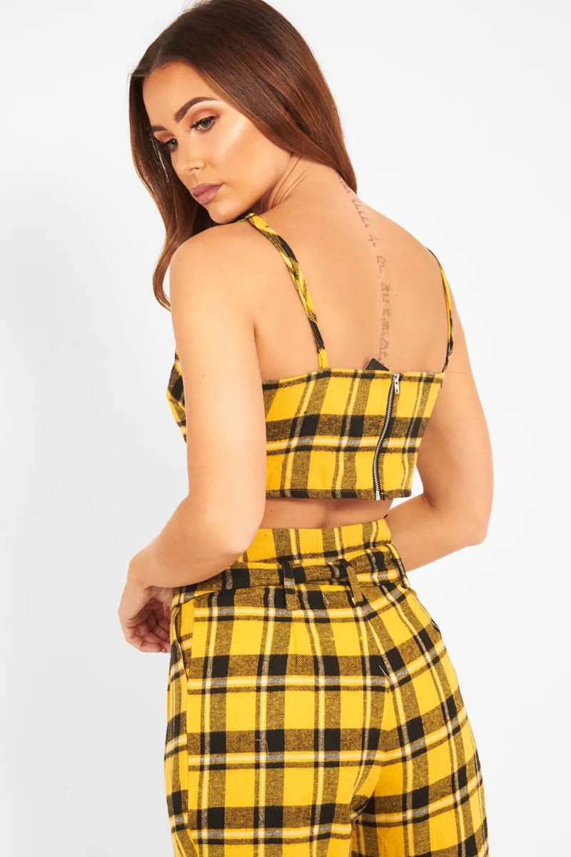 Yellow Check Bralet And Belted Trouser Co-ord - Brilyn