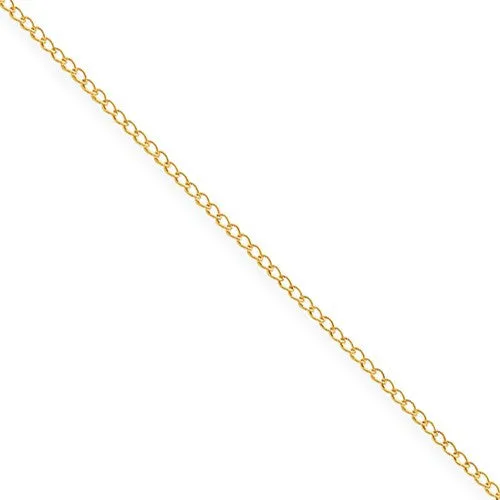 Yellow Gold Flash Plated Sterling Silver 1mm Wide Curb Chain - Various Lengths